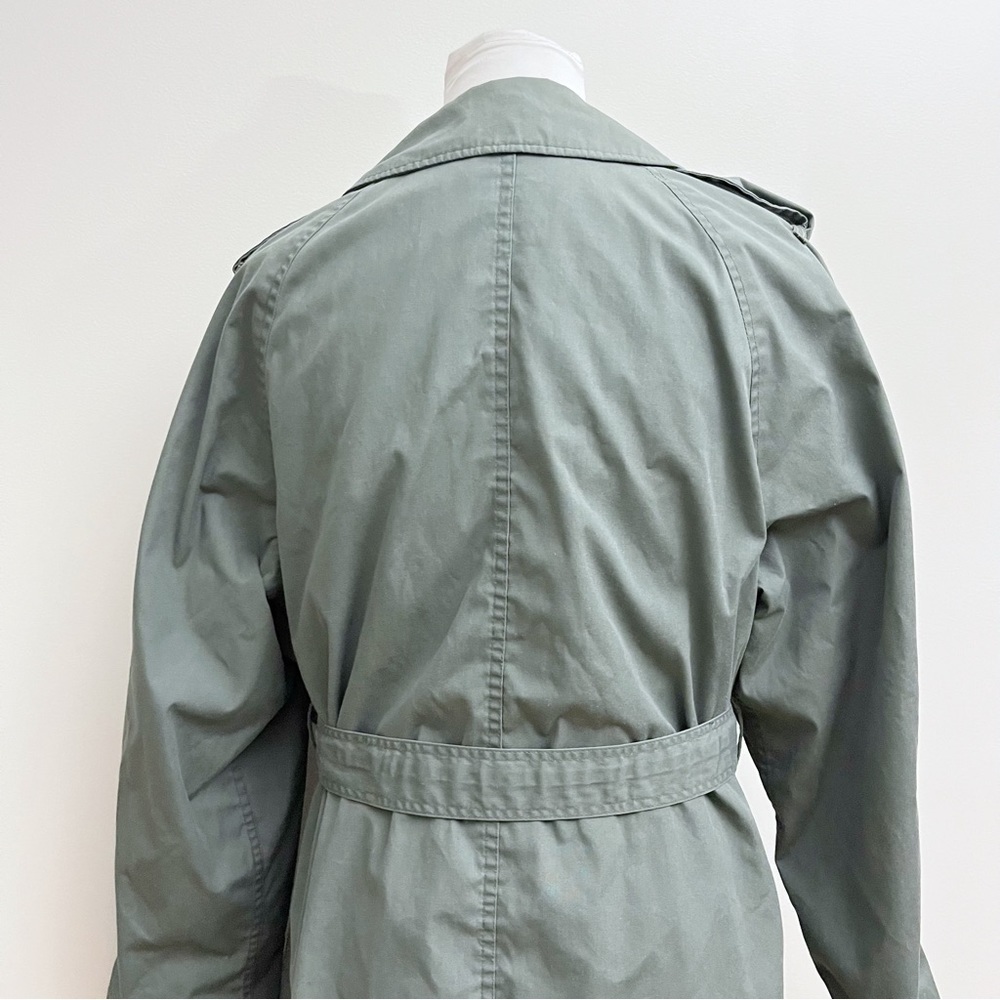Vintage America Army Green Utility Belted Waist Double Button Trench Coat 42R - Picture 9 of 14